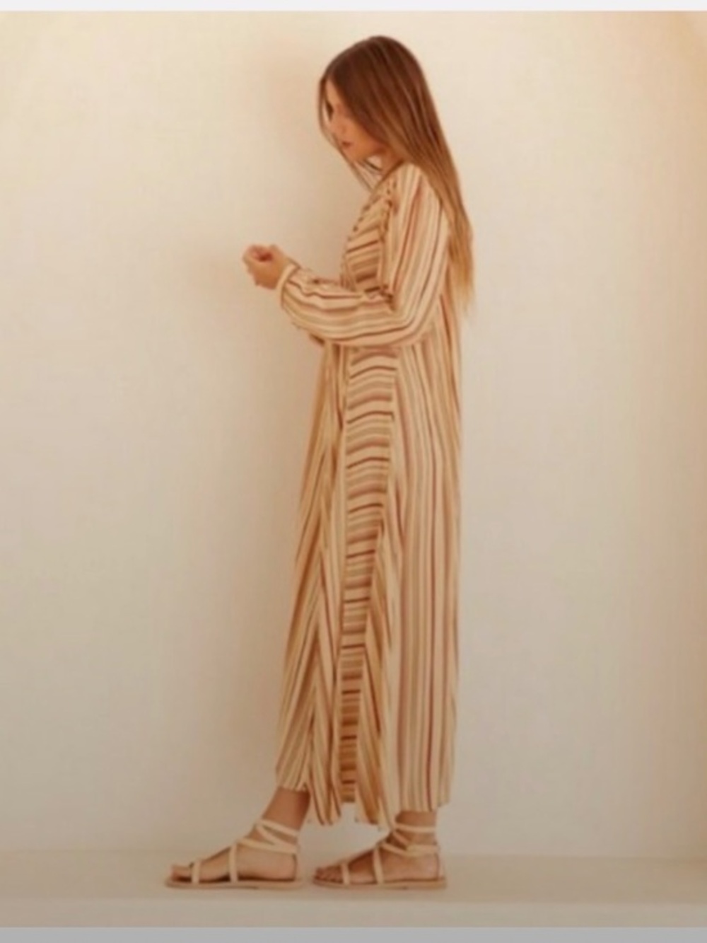 NWOT NATALIE MARTIN
Fiore Maxi Dress Stripe Cocoa
Butter - Small